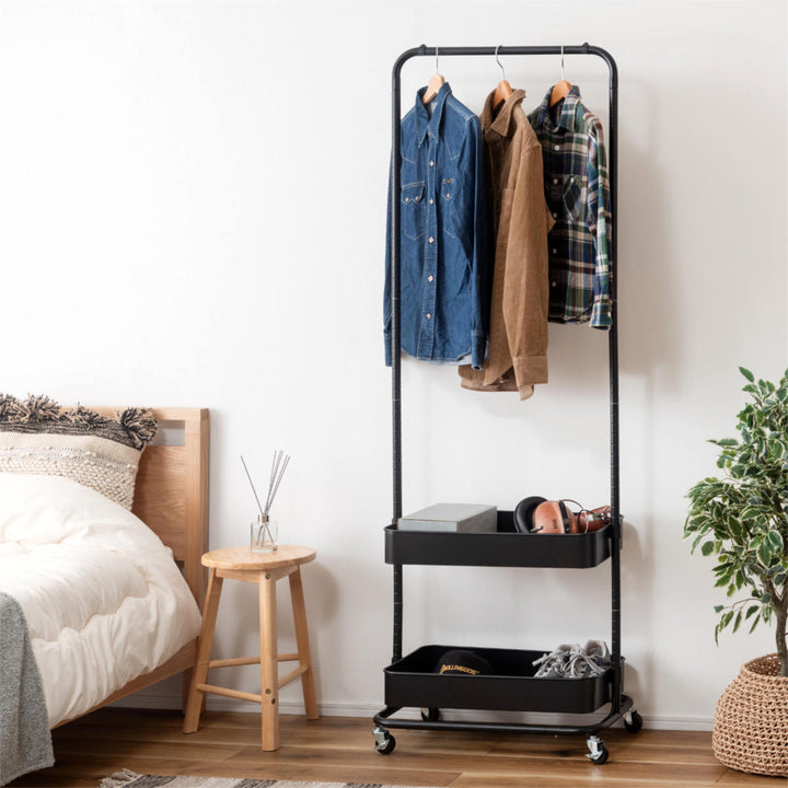 ハンガーワゴン幅59.5cm2段キャスター付スチール