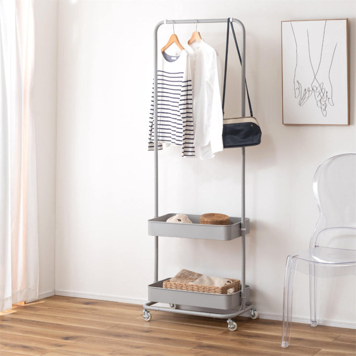 ハンガーワゴン幅59.5cm2段キャスター付スチール