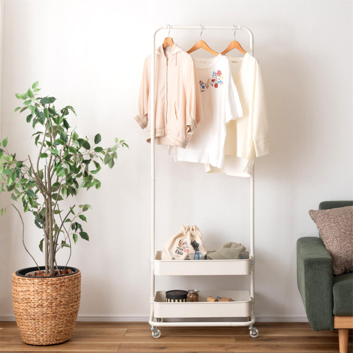 ハンガーワゴン幅59.5cm2段キャスター付スチール