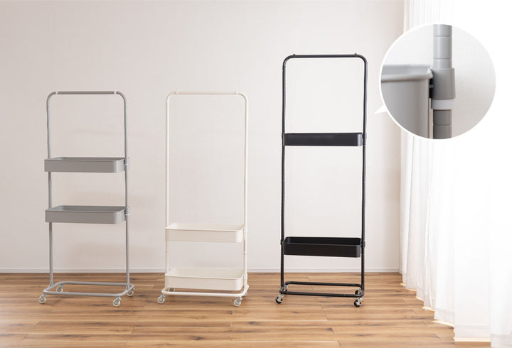 ハンガーワゴン幅59.5cm2段キャスター付スチール