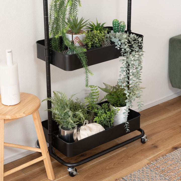 ハンガーワゴン幅59.5cm2段キャスター付スチール