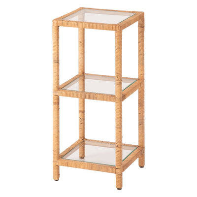 籐 オープンラック 幅30cm 3段 強化ガラス