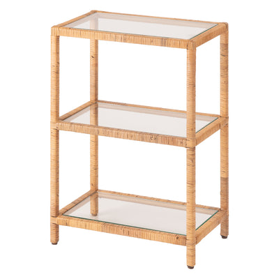 籐 オープンラック 幅50cm 3段 強化ガラス