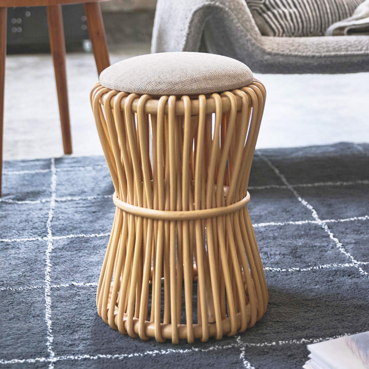 籐ラウンドスツール座面高40cm鼓型天然木