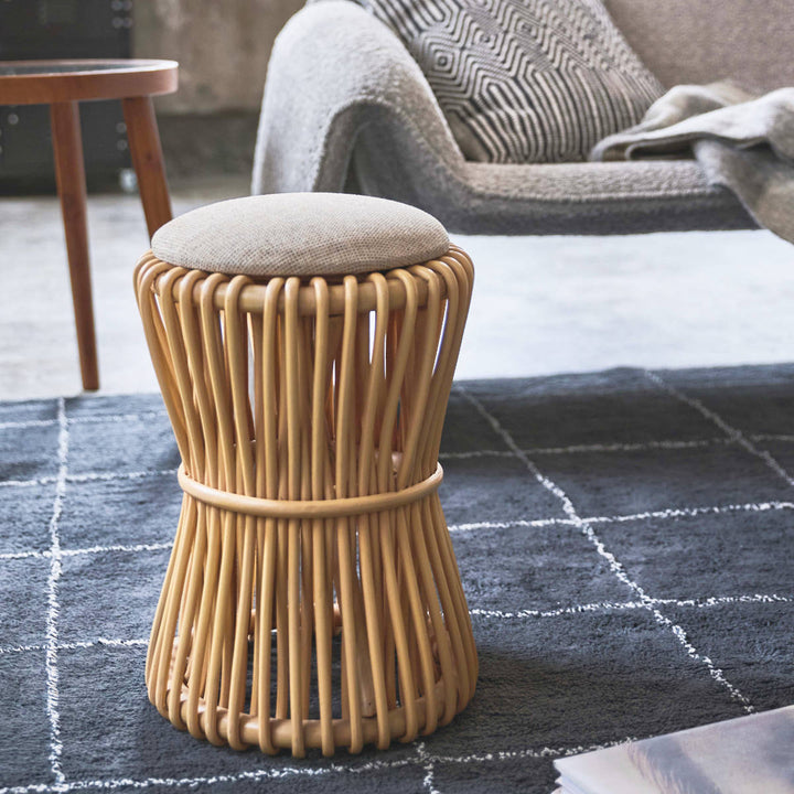 籐ラウンドスツール座面高40cm鼓型天然木