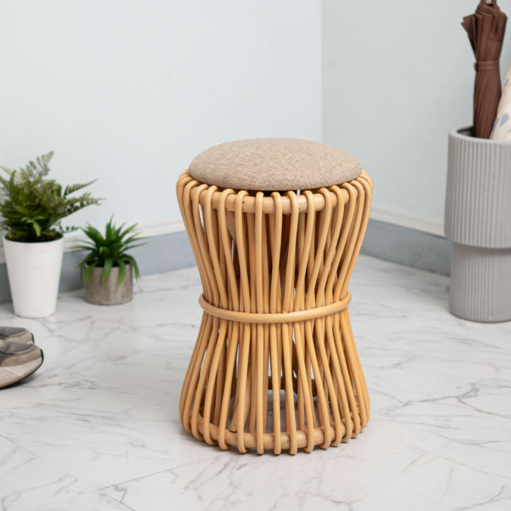 籐ラウンドスツール座面高40cm鼓型天然木