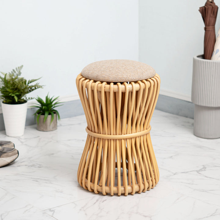 籐ラウンドスツール座面高40cm鼓型天然木