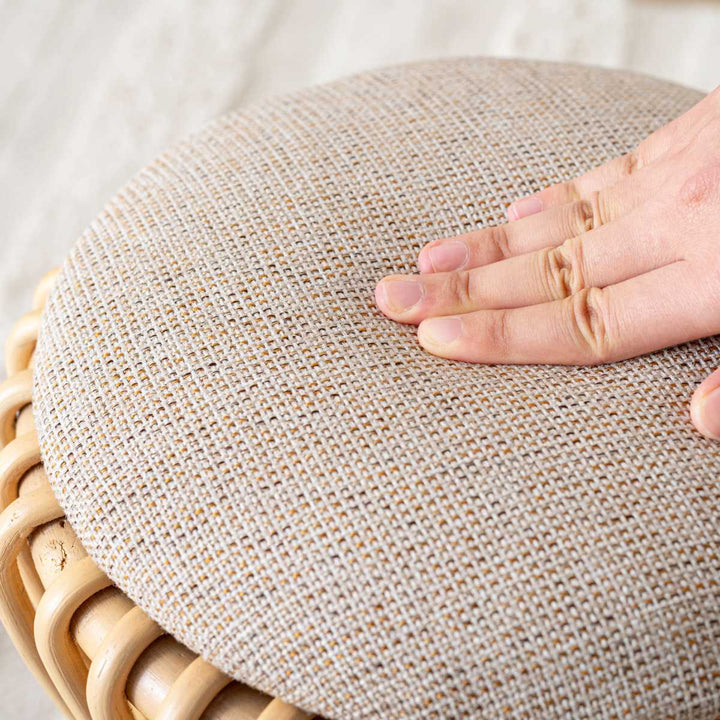 籐ラウンドスツール座面高40cm鼓型天然木