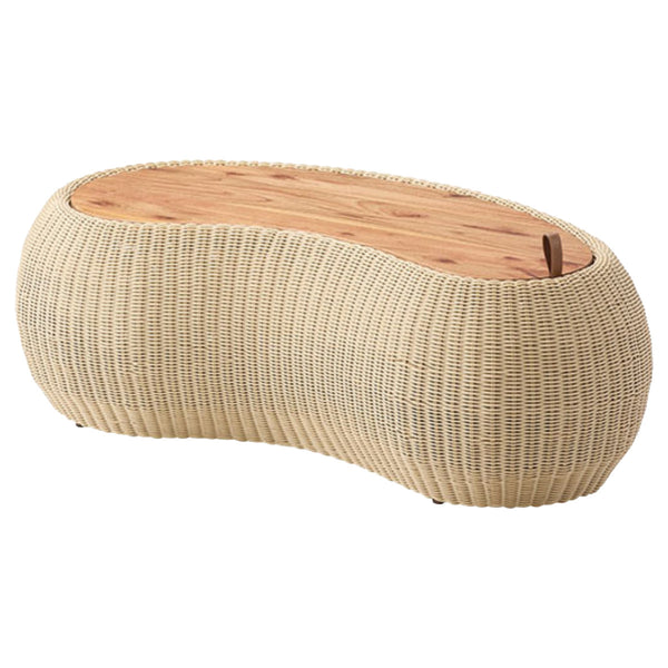 ビーンズ型センターテーブル幅114cmラタン調