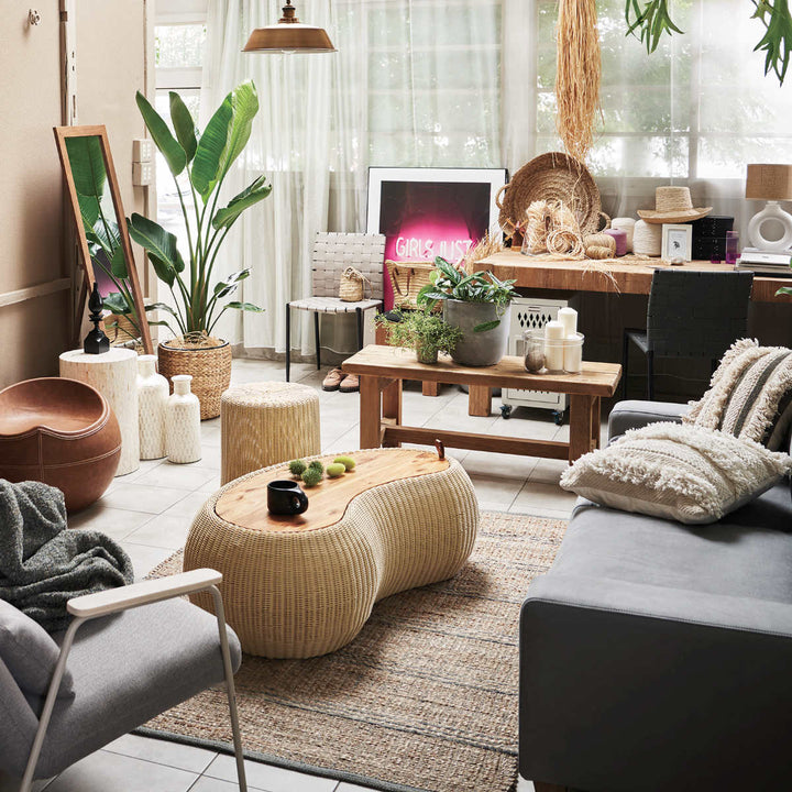 切り株風スツール座面高46cmラタン調