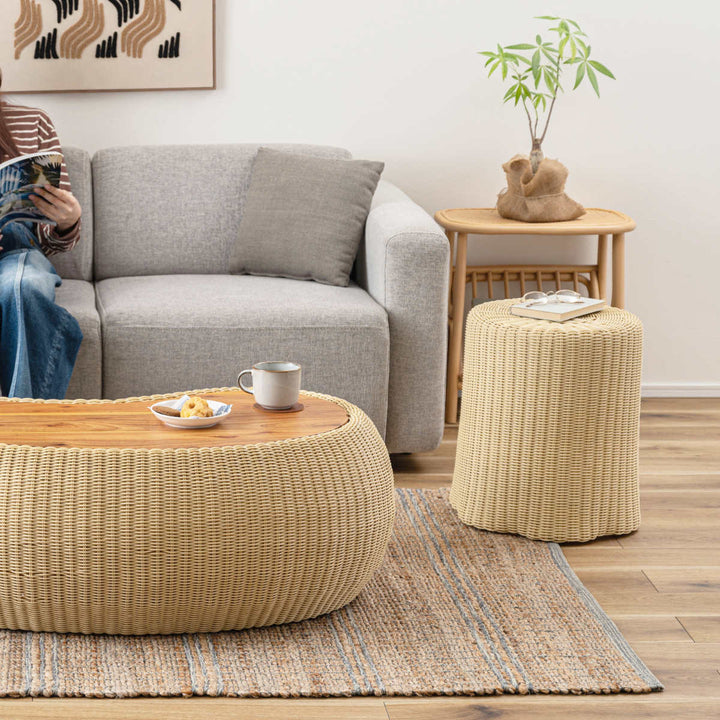 切り株風スツール座面高46cmラタン調