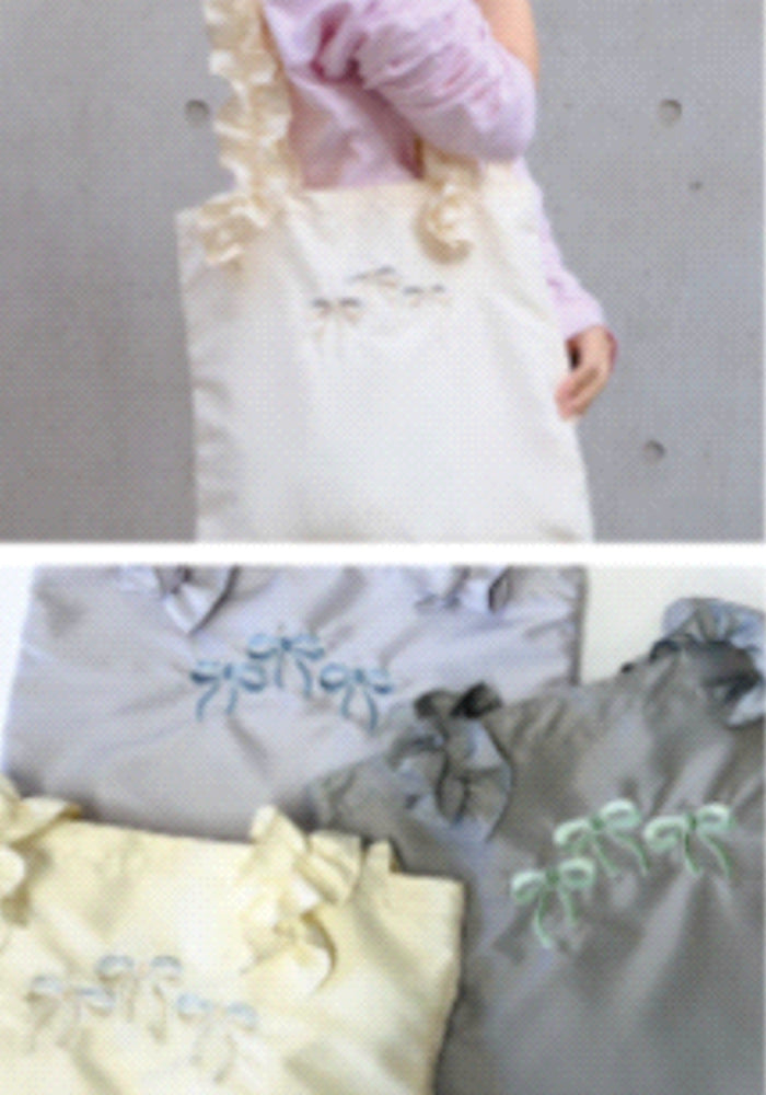 バッグリボンフリルトートバッグA4サイズ対応