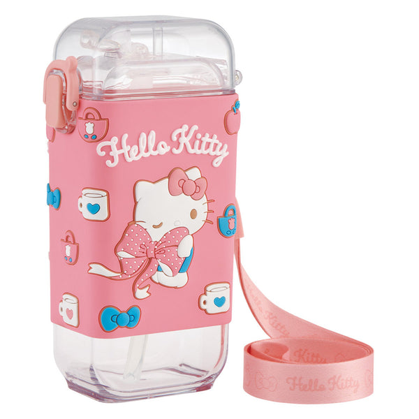 水筒450mlスクエアストローボトルMキティビックリボン