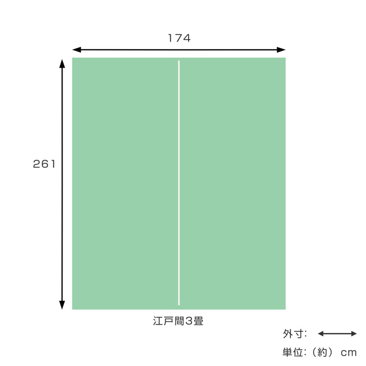 い草ラグ江戸間3畳三条174×261cm紋織花ござ