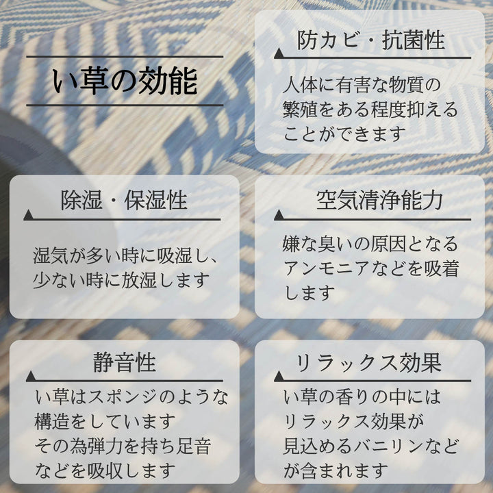 い草ラグ江戸間2畳高山174×174cm紋織花ござ