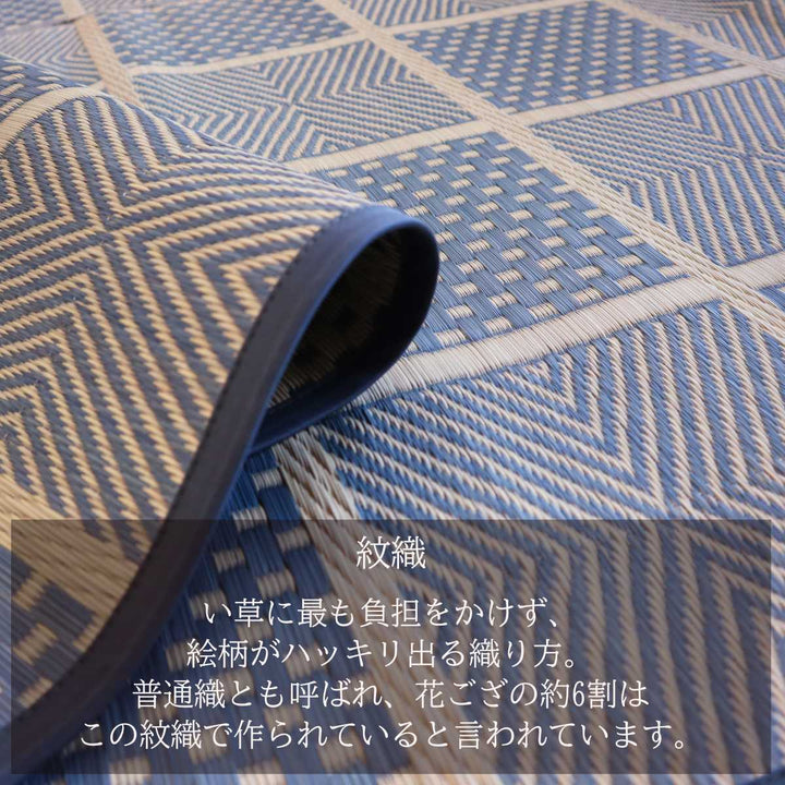 い草ラグ江戸間3畳高山174×261cm紋織花ござ