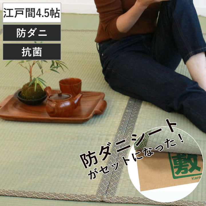 い草上敷きセット江戸間4.5帖白山+防ダニシート健康敷紙白山双目