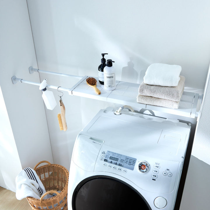 つっぱり棚突っ張り棚スリム幅95～120cmマットホワイト棚ラック