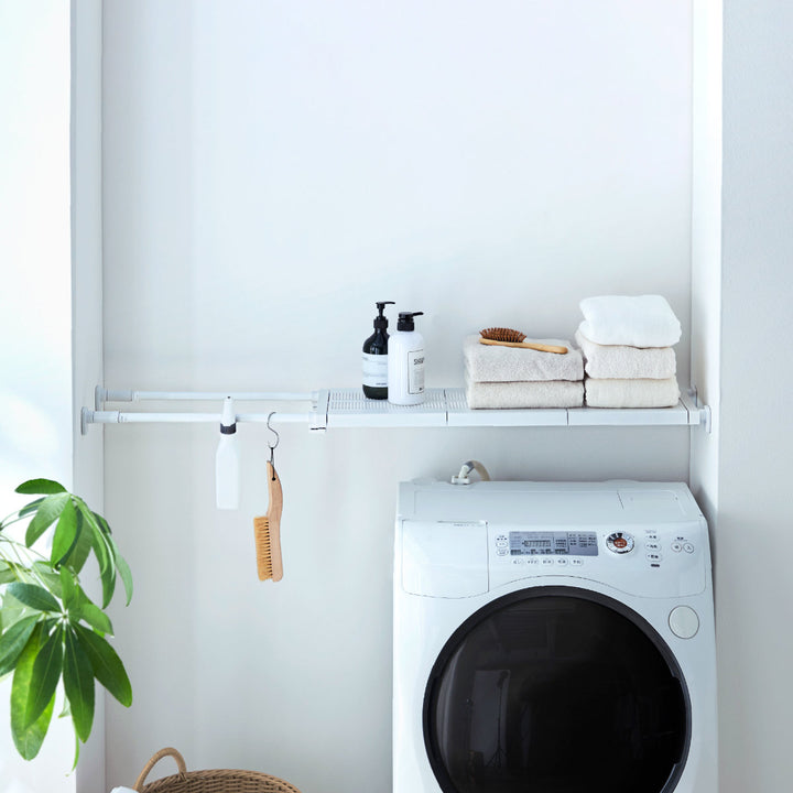 つっぱり棚突っ張り棚スリム幅95～120cmマットホワイト棚ラック