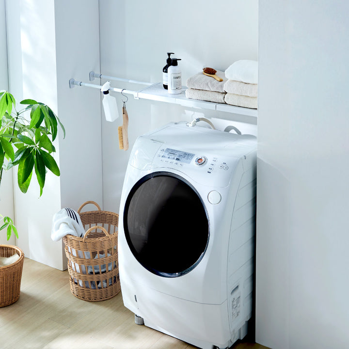 つっぱり棚突っ張り棚スリム幅95～120cmマットホワイト棚ラック