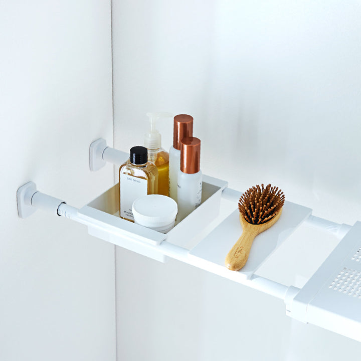 つっぱり棚突っ張り棚スリム幅95～120cmマットホワイト棚ラック