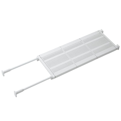 つっぱり棚 突っ張り棚 ワイド 幅95～150cm マットホワイト 棚 ラック