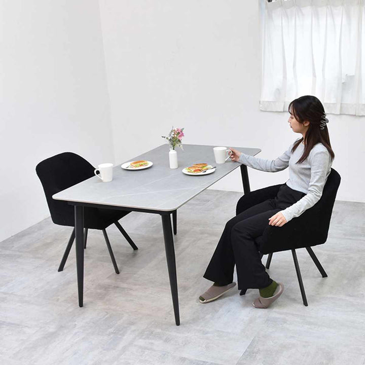 ダイニングチェア回転式座面高44cmブークレ生地ラウンドチェアMofuru