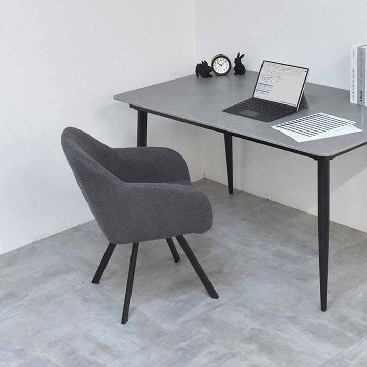 ダイニングチェア回転式座面高44cmブークレ生地ラウンドチェアMofuru