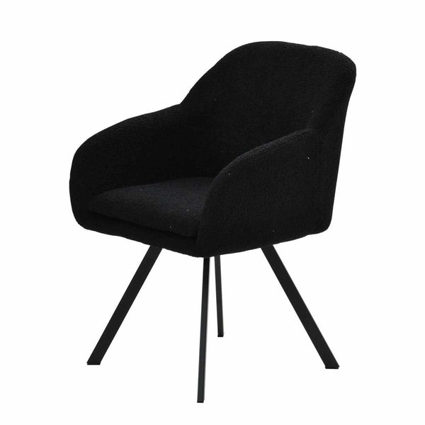 ダイニングチェア回転式座面高44cmブークレ生地ラウンドチェアMofuru