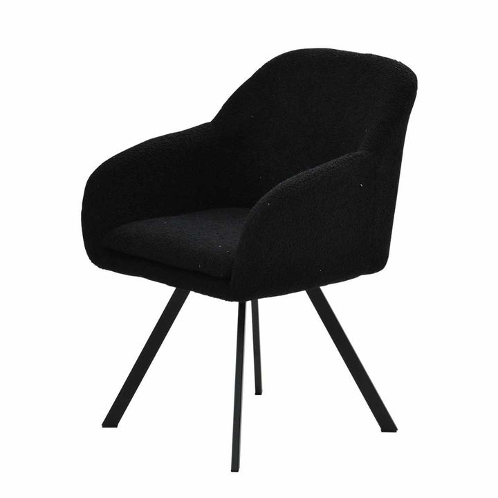 ダイニングチェア回転式座面高44cmブークレ生地ラウンドチェアMofuru