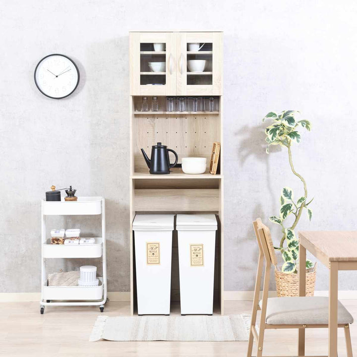 ゴミ箱上キャビネット幅59cm2口コンセント