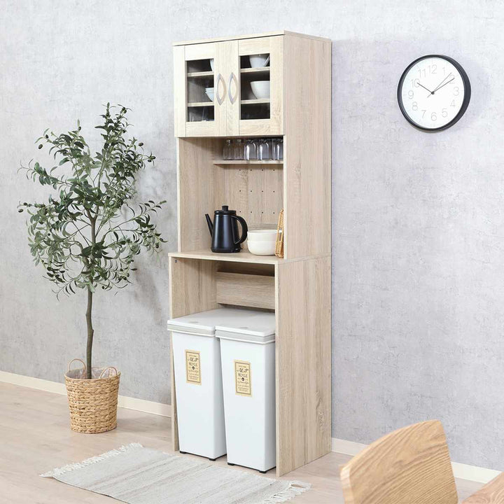 ゴミ箱上キャビネット幅59cm2口コンセント