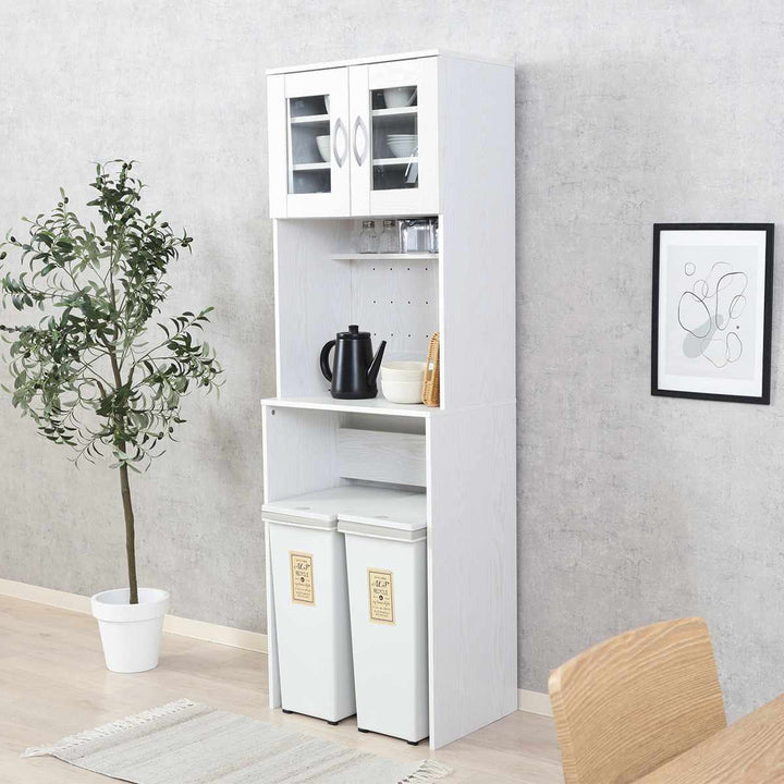 ゴミ箱上キャビネット幅59cm2口コンセント