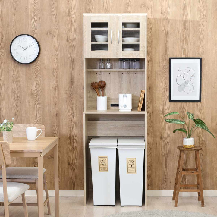 ゴミ箱上キャビネット幅59cm2口コンセント