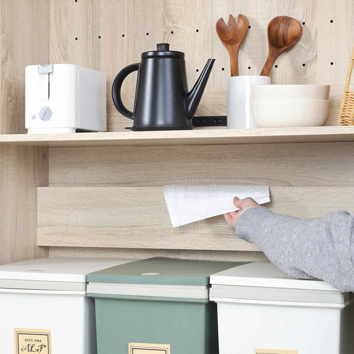 ゴミ箱上キャビネット幅88.5cm2口コンセント