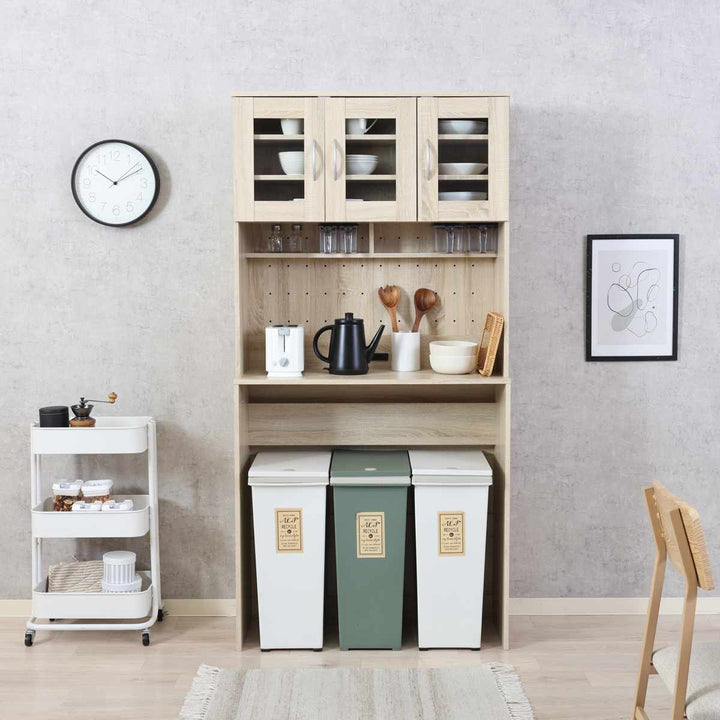 ゴミ箱上キャビネット幅88.5cm2口コンセント