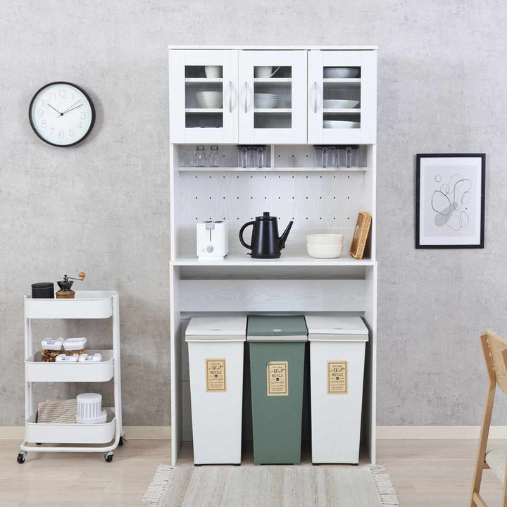 ゴミ箱上キャビネット幅88.5cm2口コンセント