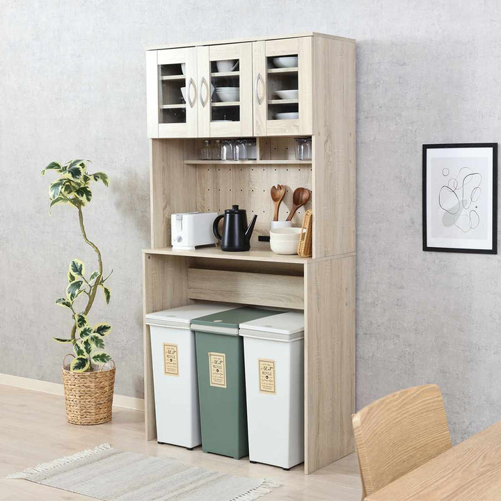 ゴミ箱上キャビネット幅88.5cm2口コンセント