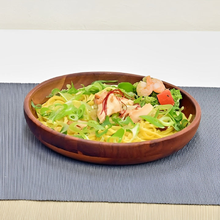 ボウル浅型ウッドボウル24cmブラウン