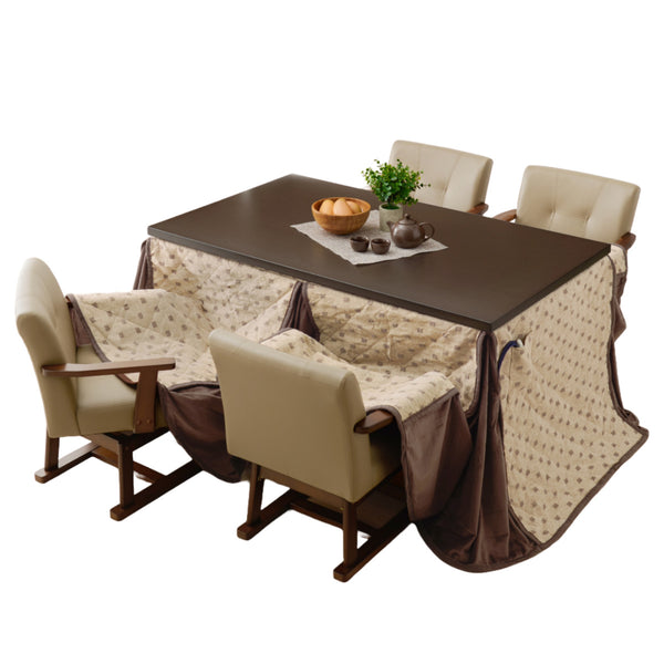 ダイニングこたつセット6点セットトルタ幅135cm継脚こたつテーブル×1こたつ布団×1チェア×4