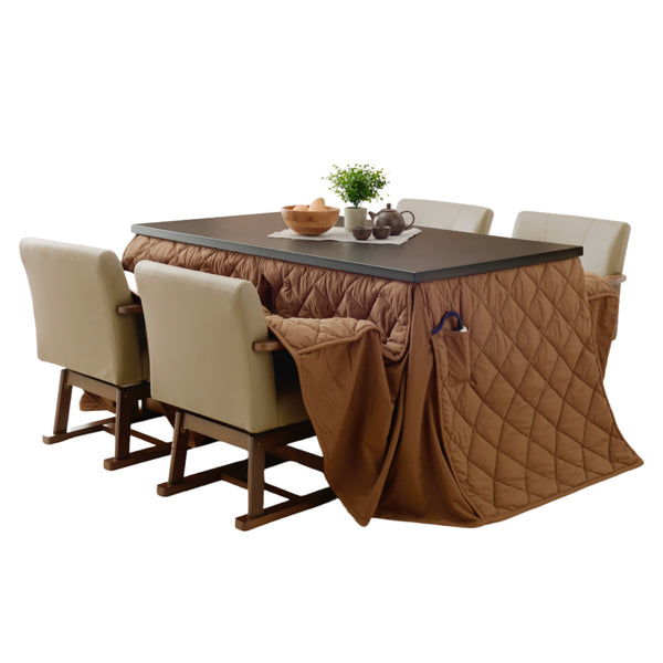 ダイニングこたつセット6点セットマロン幅135cm継脚こたつテーブル×1こたつ布団×1チェア×4