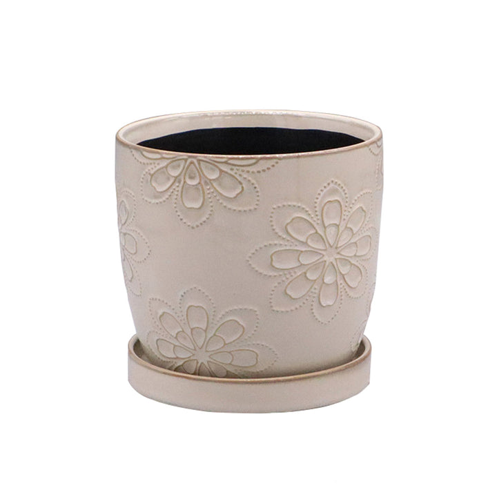 花模様×ホワイト