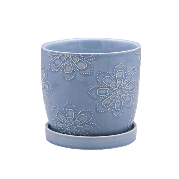 花模様×ブルー