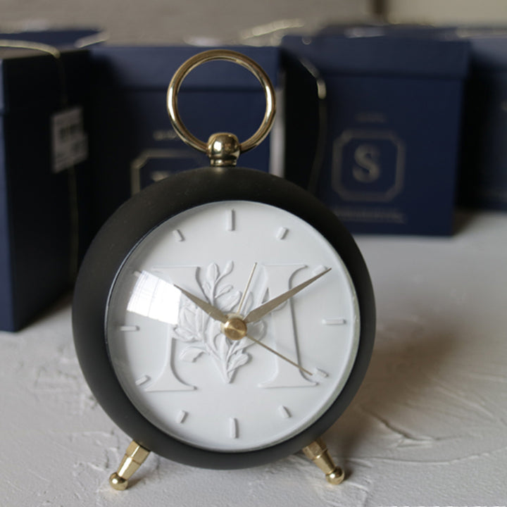 目覚まし時計イニシャル連続秒針InitialAlarmClock