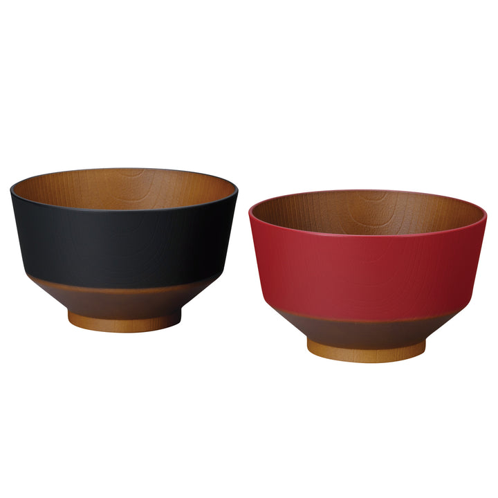 丼鉢和の色どんぶり黒／朱2個組