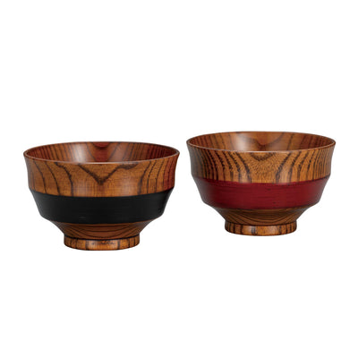 汁椀 さび漆 ライン ユリ型 ペア 2個入