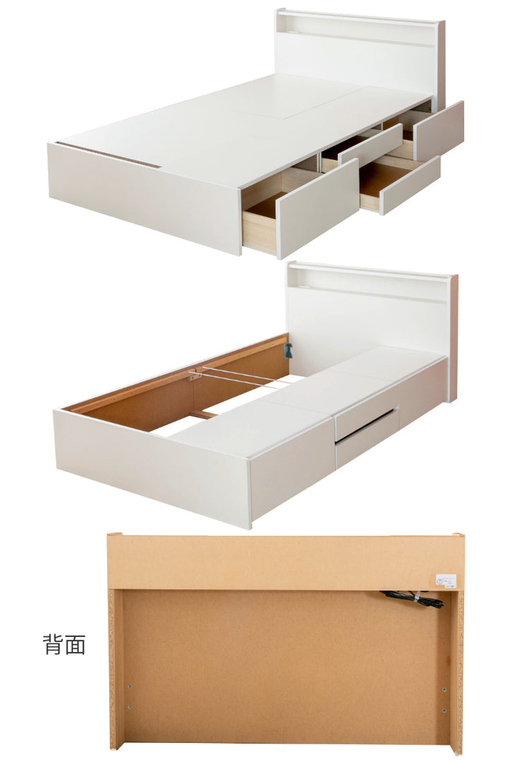収納付きベッドシングル引出し4杯2口コンセント日本製Apel