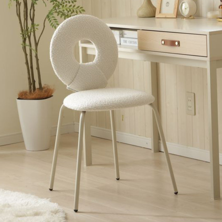 ダイニングチェア座面高49cmブークレ生地ワークチェアモダンチェア