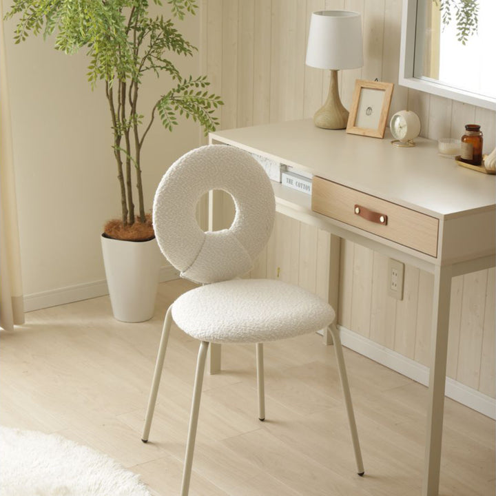 ダイニングチェア座面高49cmブークレ生地ワークチェアモダンチェア