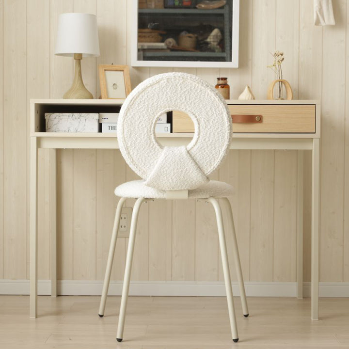 ダイニングチェア座面高49cmブークレ生地ワークチェアモダンチェア